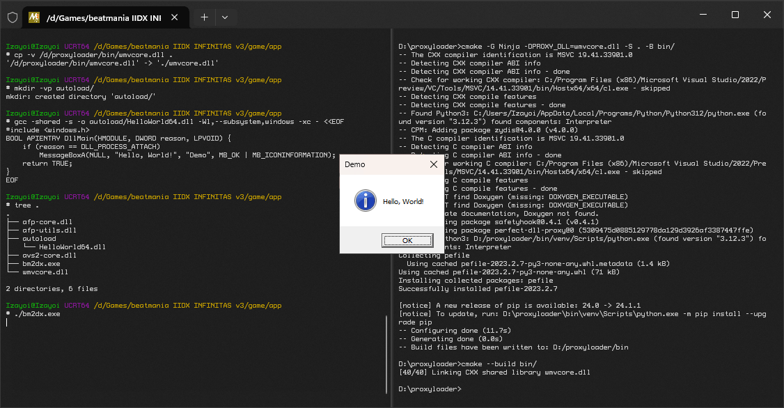 Hijacking an executable with a proxy wmvcore.dll library