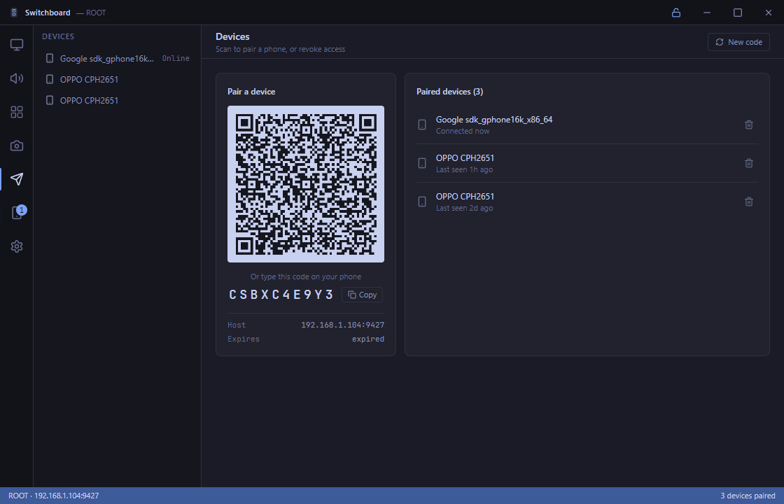 Desktop QR Pairing & Devices