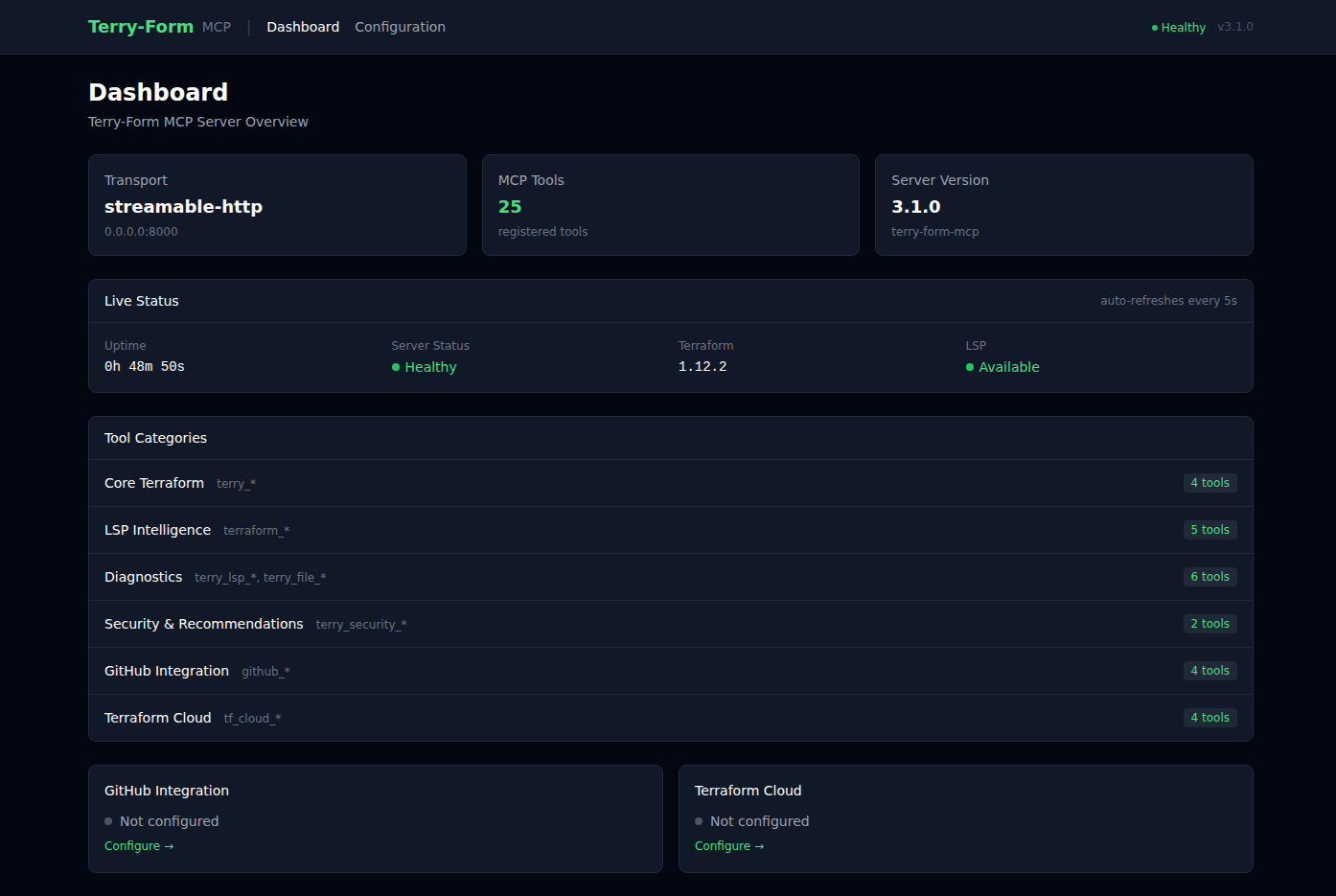Terry-Form MCP Dashboard