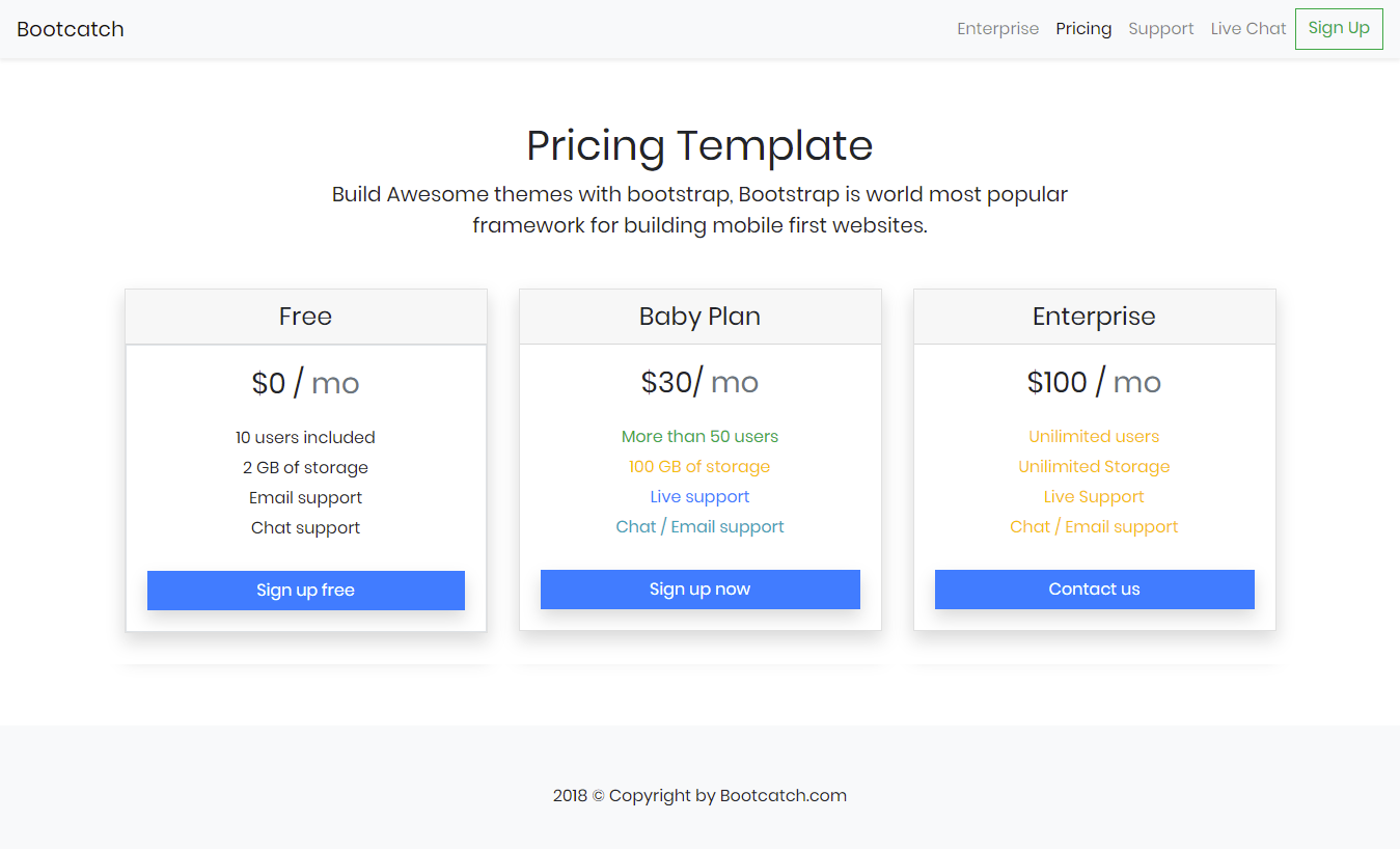 bootcatch pricing template
