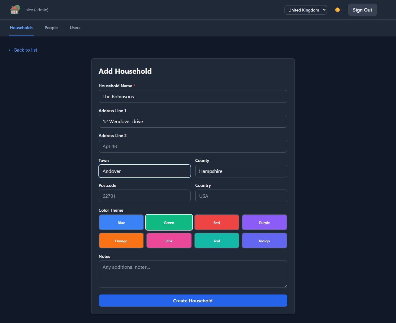 Create Household