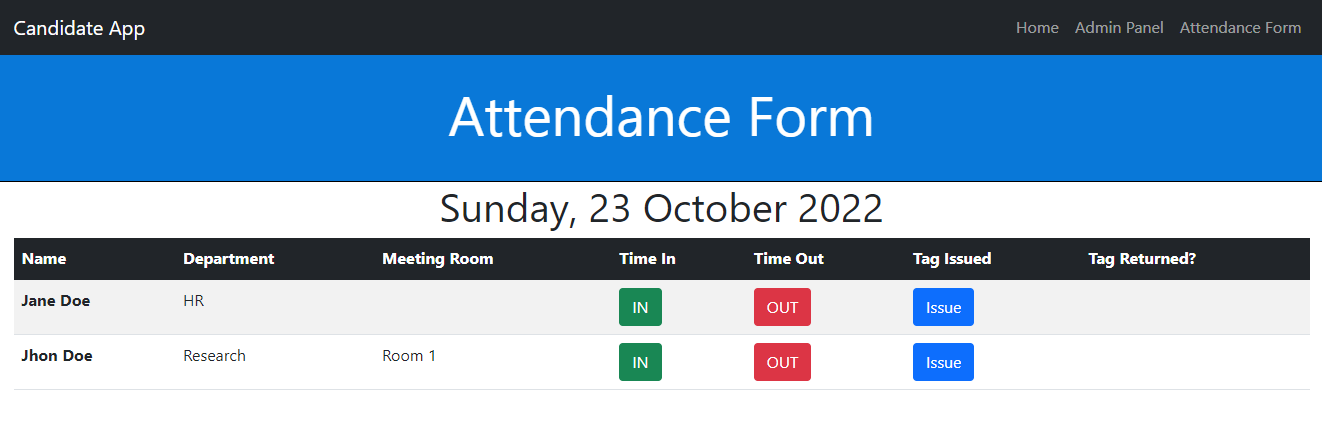 attendance form