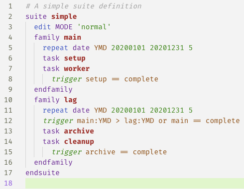 ecFlow suite definition highlighting