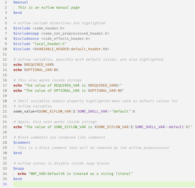 ecFlow shell script highlighting