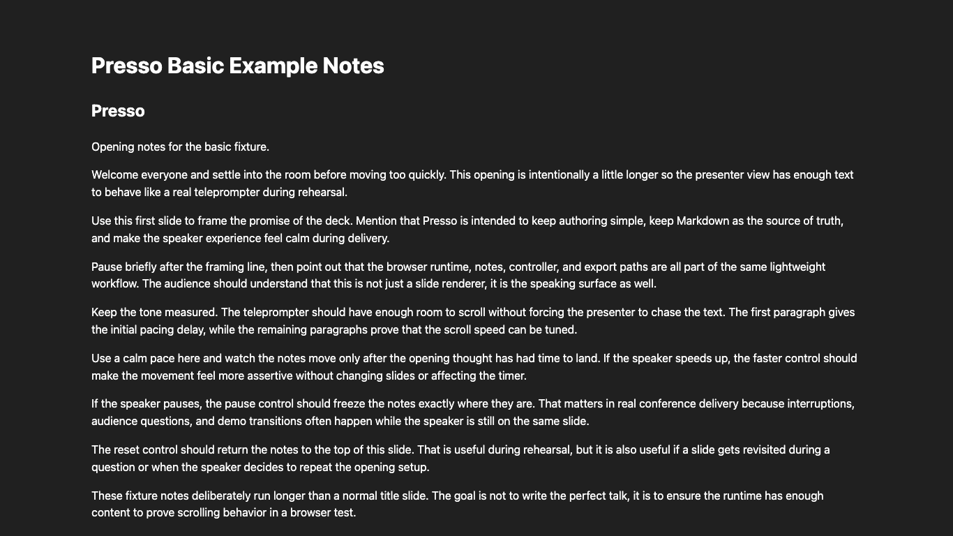 Presso notes preview