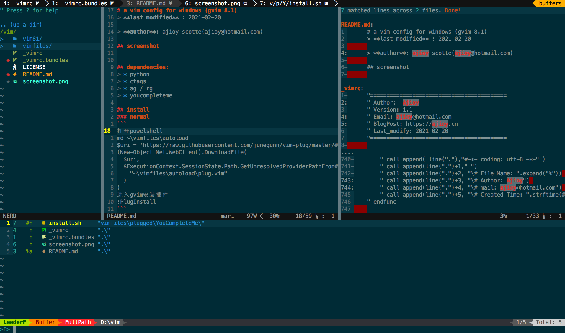 GitHub - ajioy/aj-vim-win: a vim config for windows (gvim8.1)