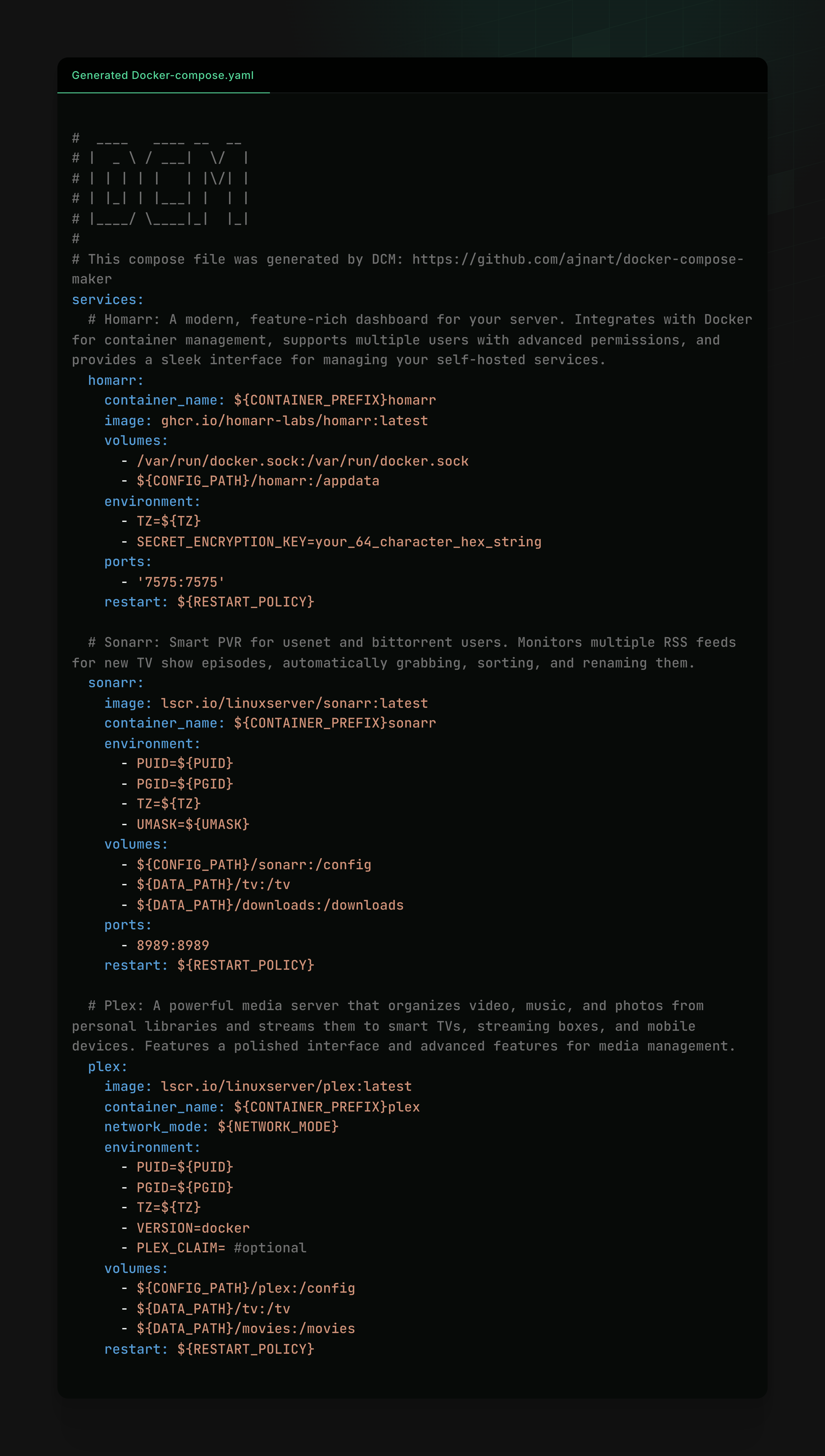 Generated docker-compose file
