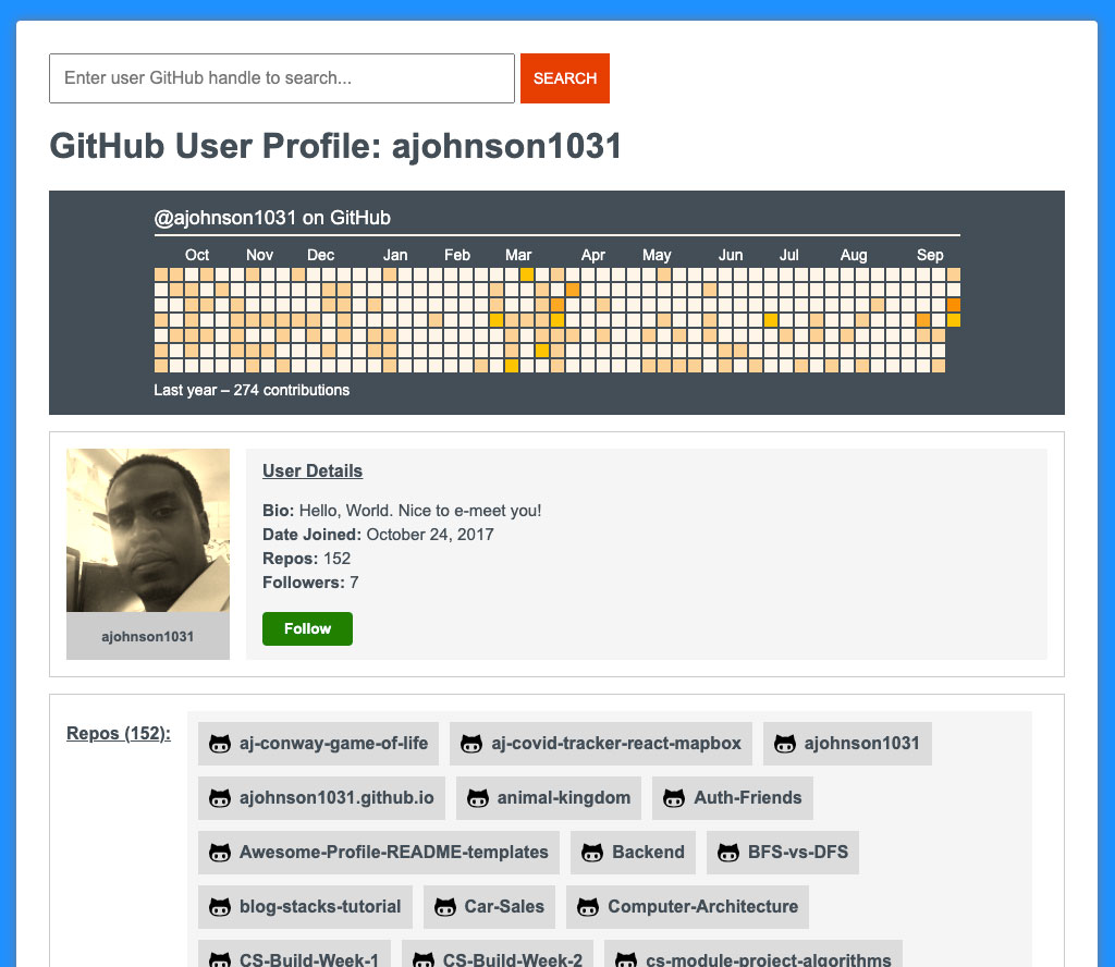 GitHub User Lookup Screenshot