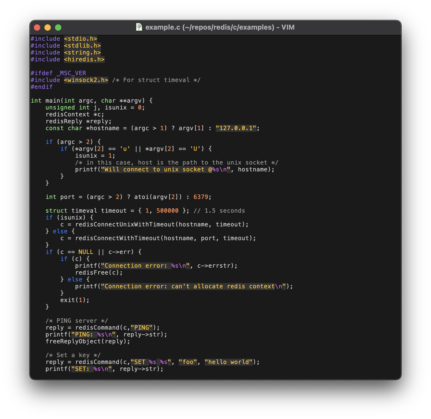 Screenshot of C code.