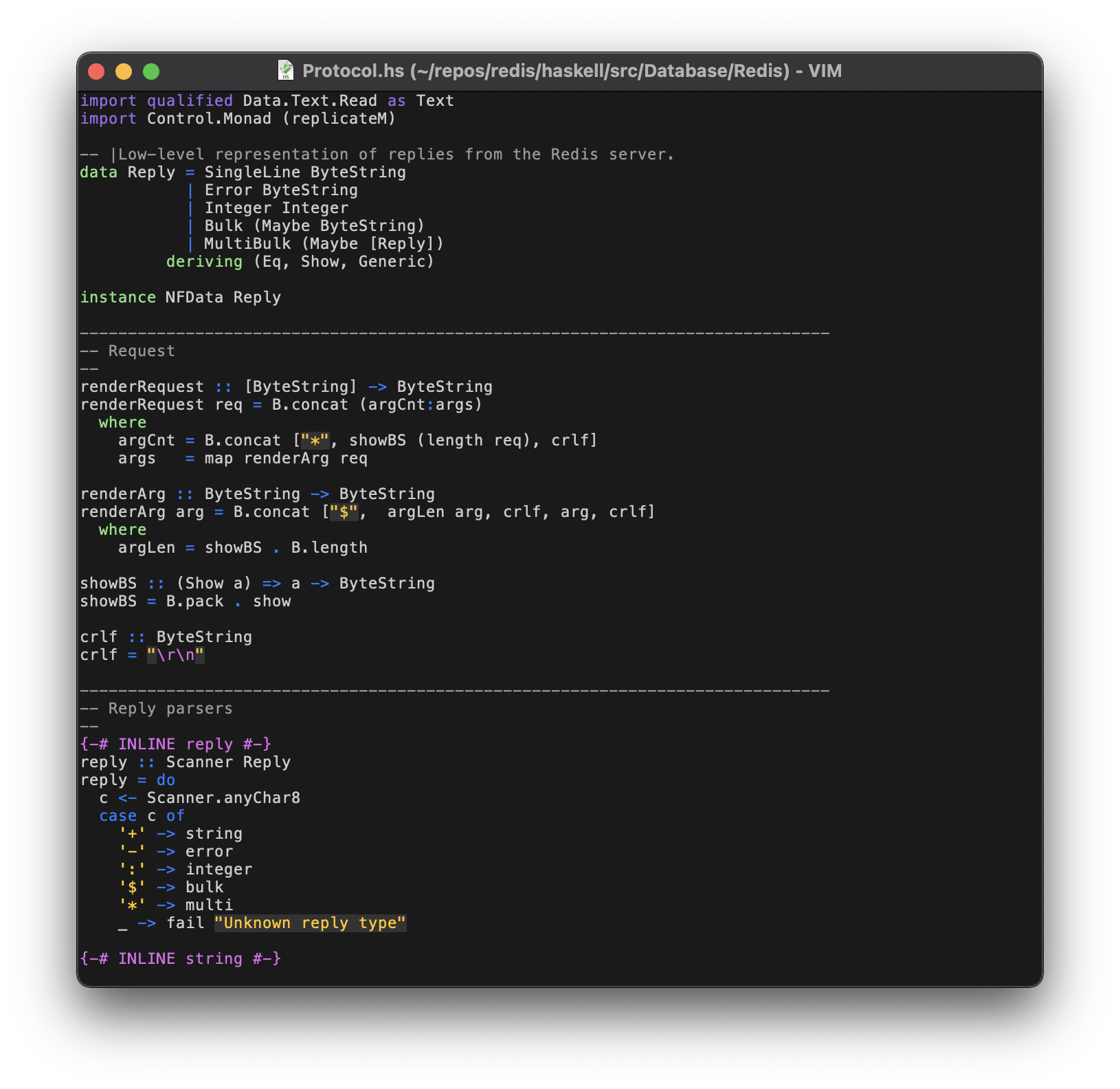 Screenshot of Haskell code.