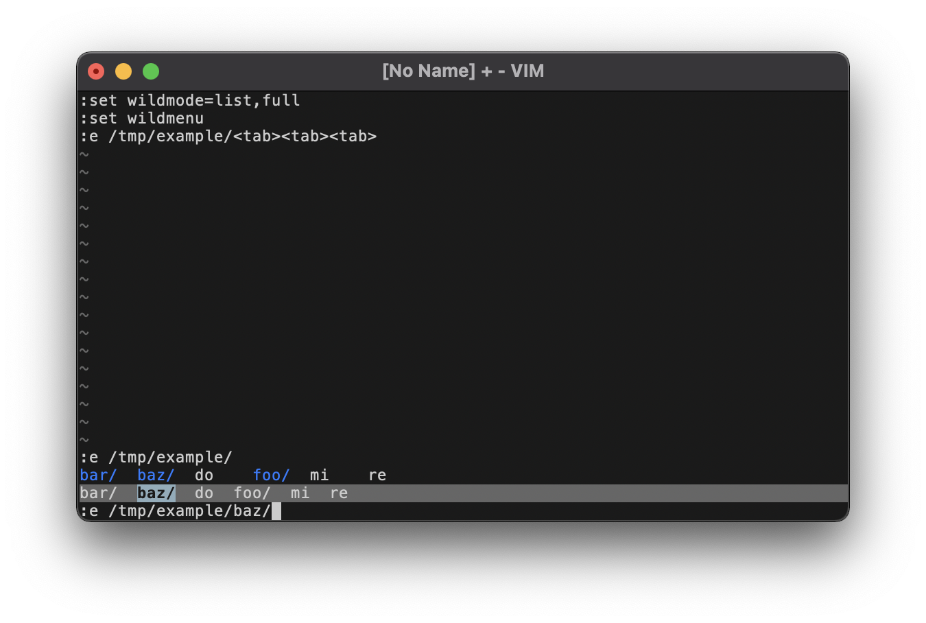 Screenshot of the enhanced tab completion menu.