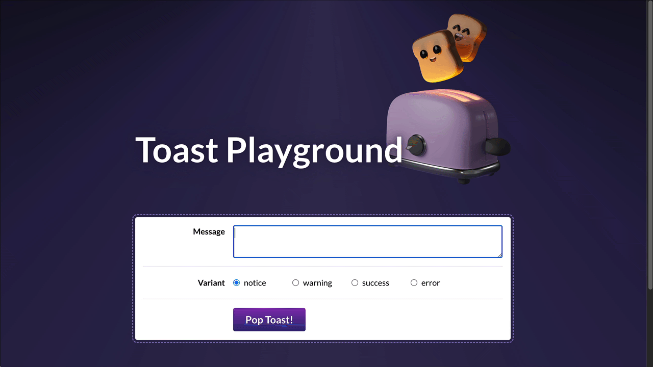 Screen recording showing 3 toast messages popping up from user input