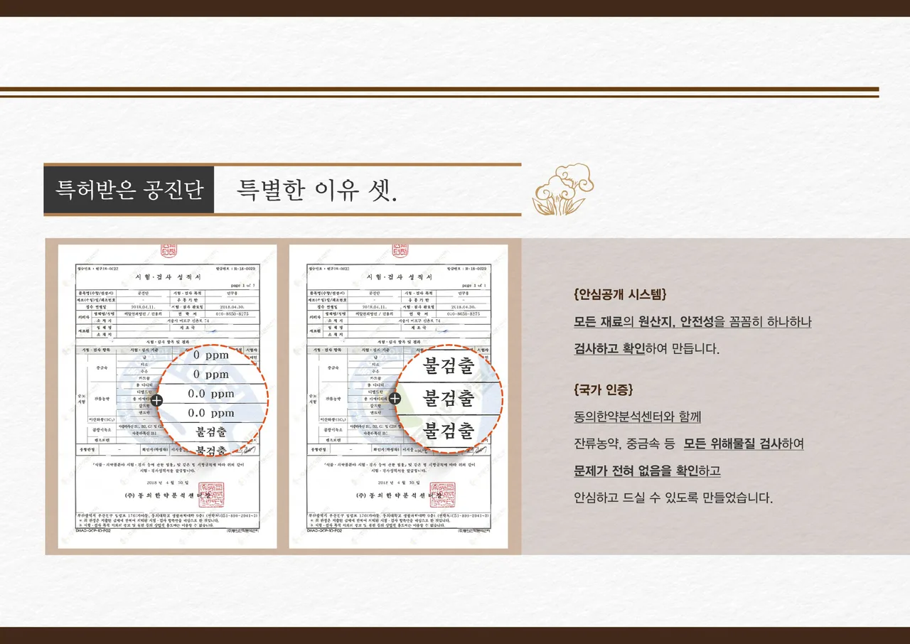 동의한약분석센터 잔류농약·중금속 0ppm 불검출