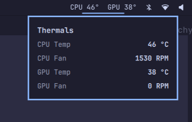 Thermals bar widget expanded