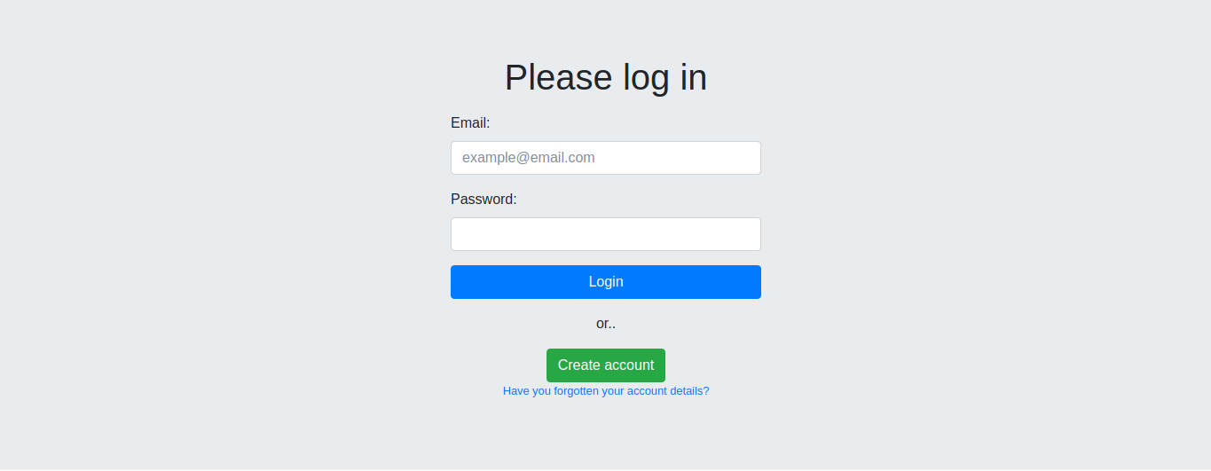 Login page