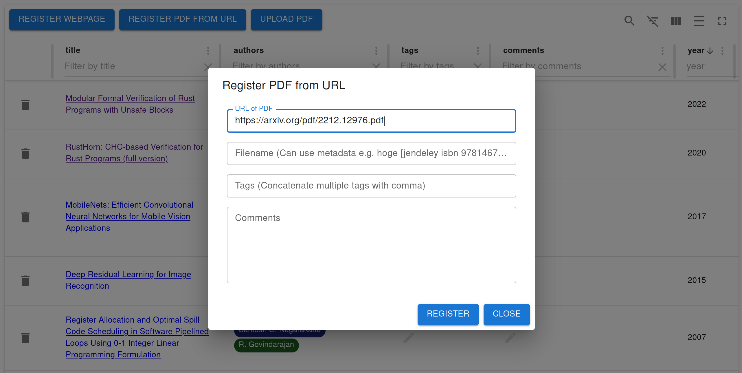 Register PDF from URL Register PDF from URL