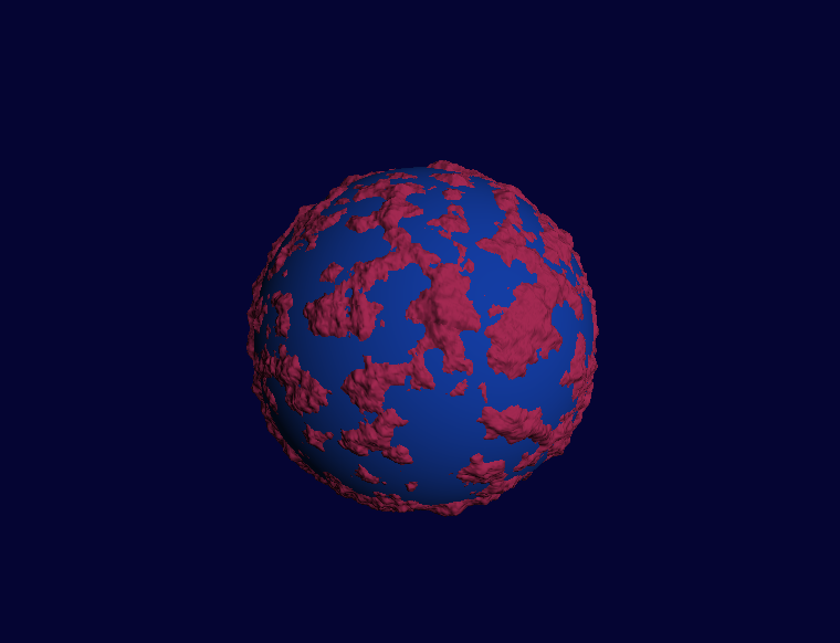 Apply noise and add an additional sphere as an ocean