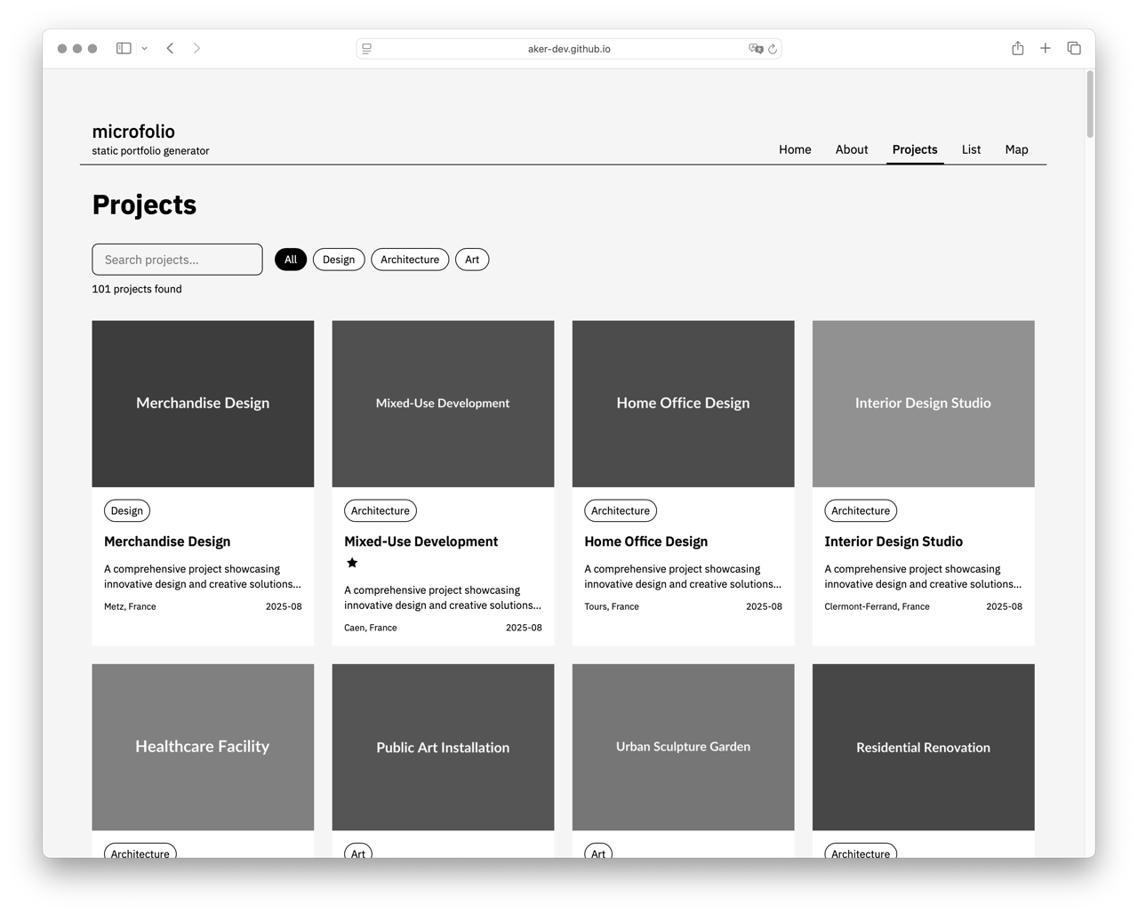 microfolio Projects Gallery