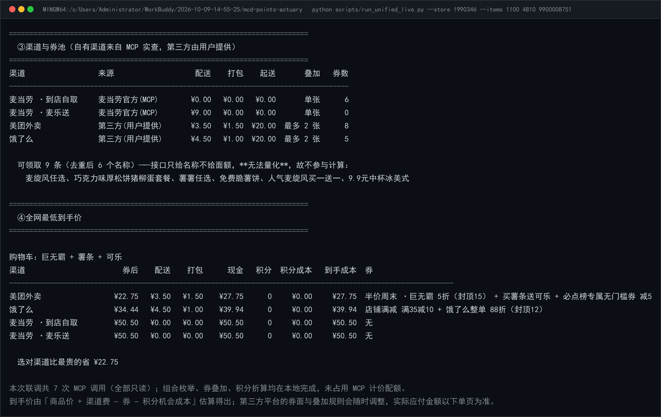 真实运行:渠道与券池 / 全网最低到手价
