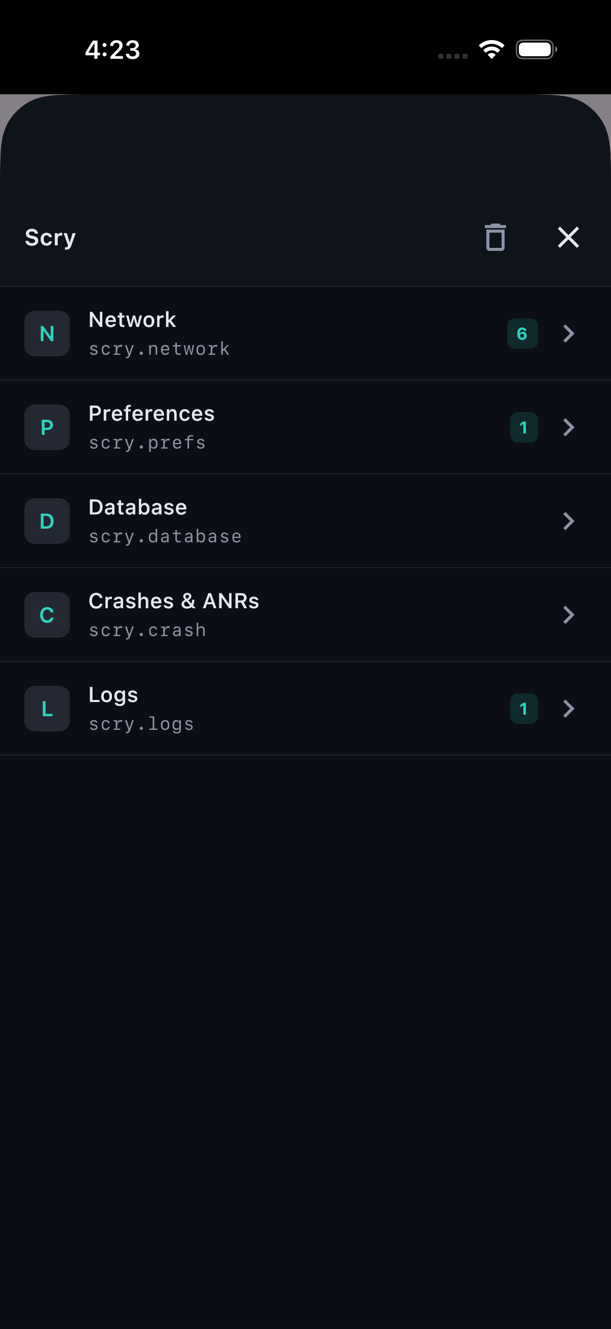 Scry presented as a sheet on iOS