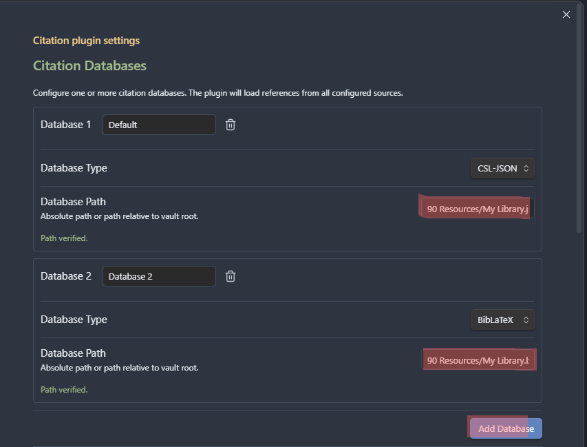 Multiple Databases Settings