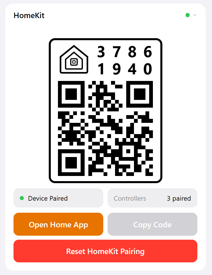 HomeKit pairing screen in Apple Home app