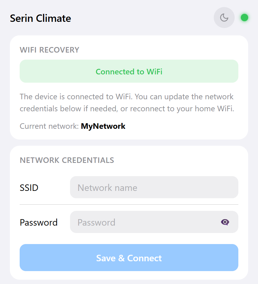 WiFi captive portal for entering network credentials