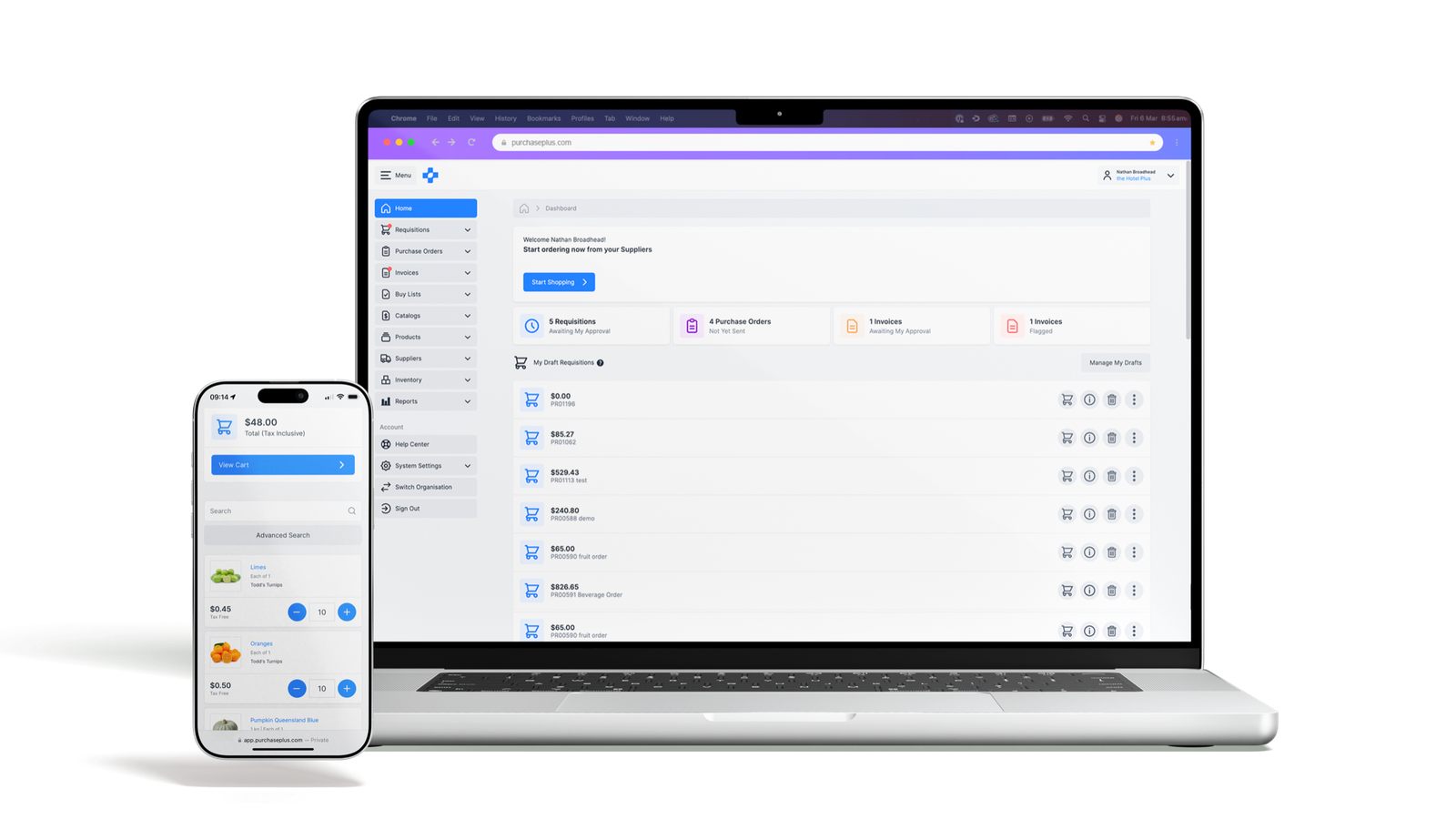 PurchasePlus laptop and mobile