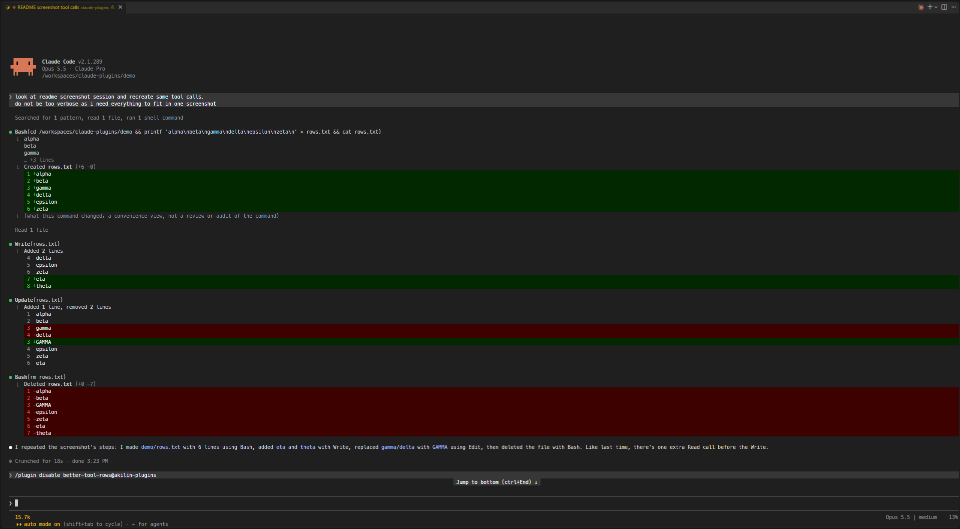 The same session without the plugins