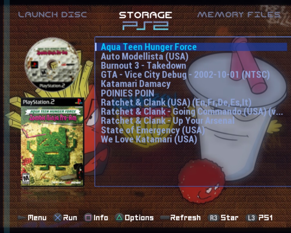Adapt: the disc over its case at real-life proportions, lined up with the list