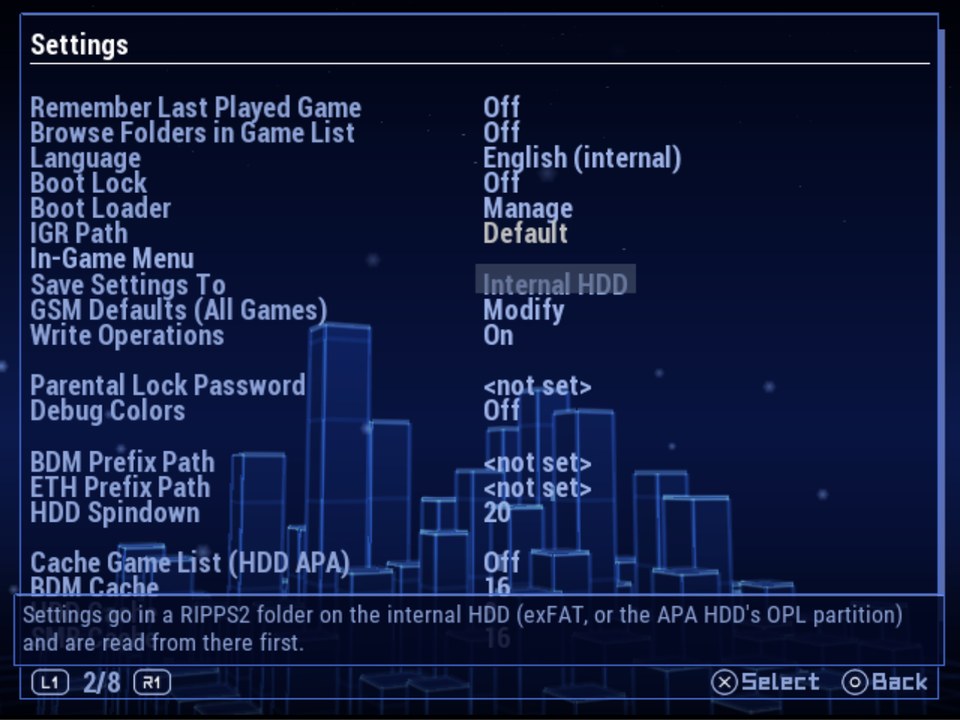 Settings > General: Save Settings To on Internal HDD, its hint below