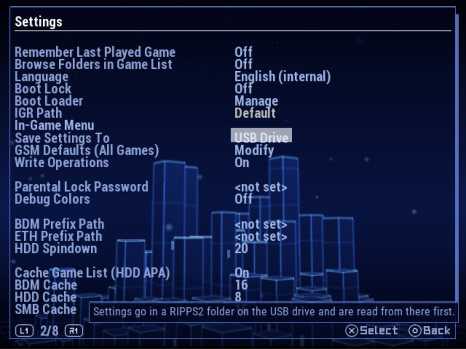 Settings > General: Save Settings To on USB Drive, its hint below