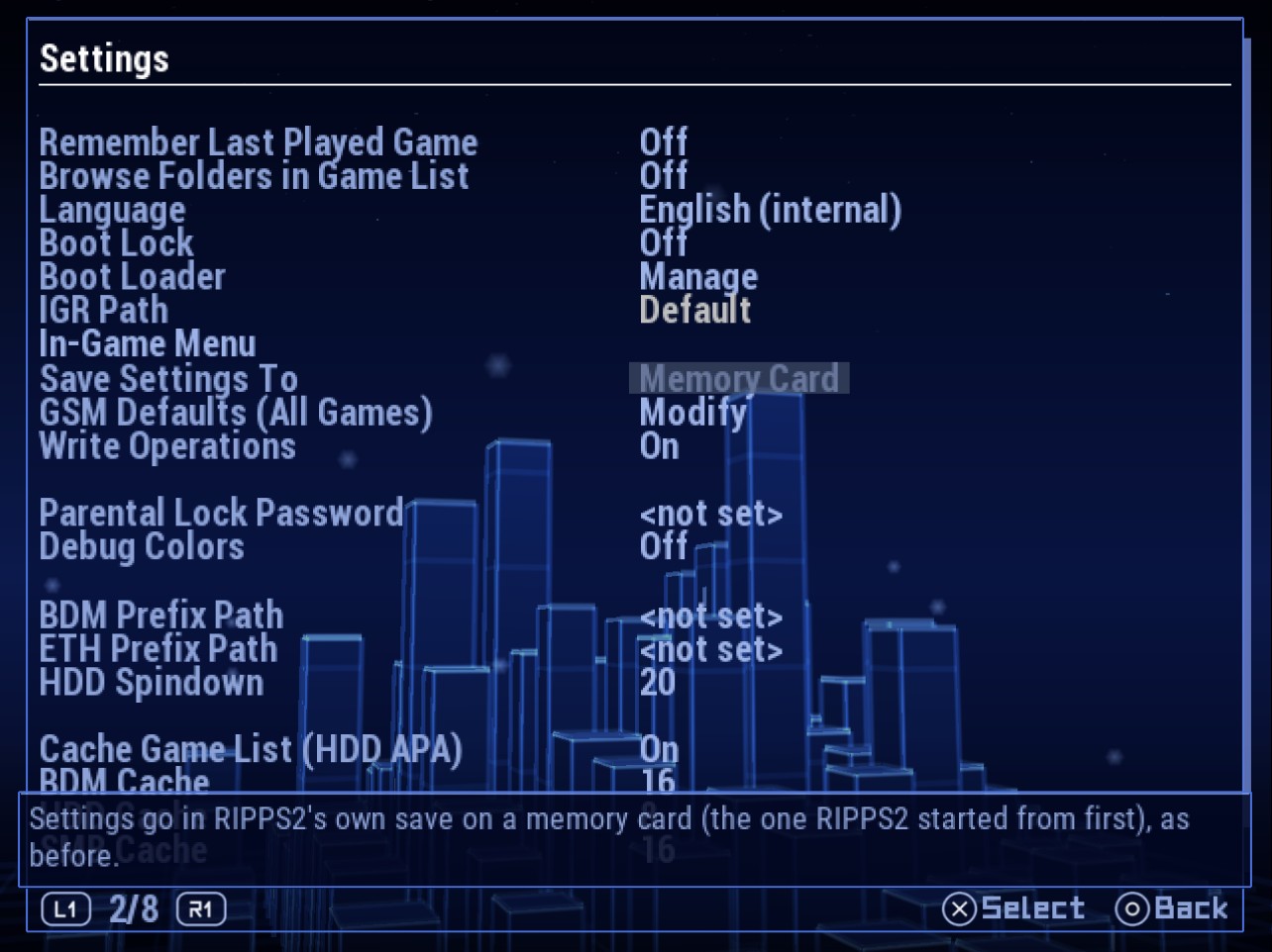 Settings > General: the highlight centred on Memory Card