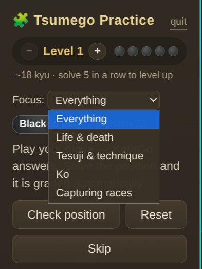 Level stepper and the focus picker