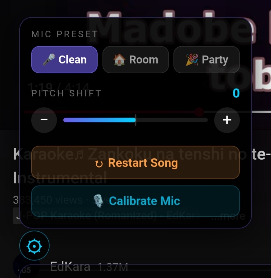 Settings panel