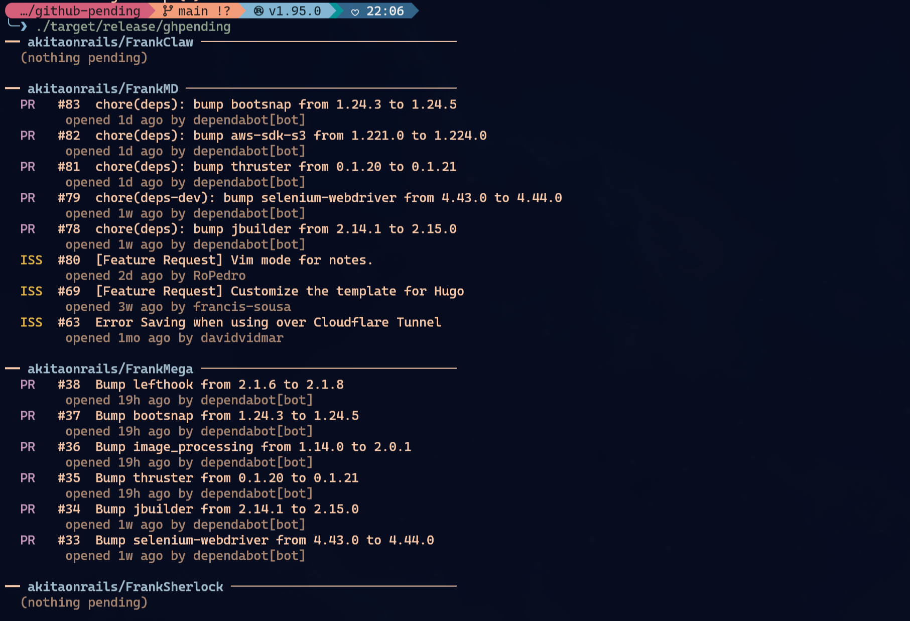 ghpending output