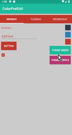 Android Change Theme Programmatically using ColorPrefUtil