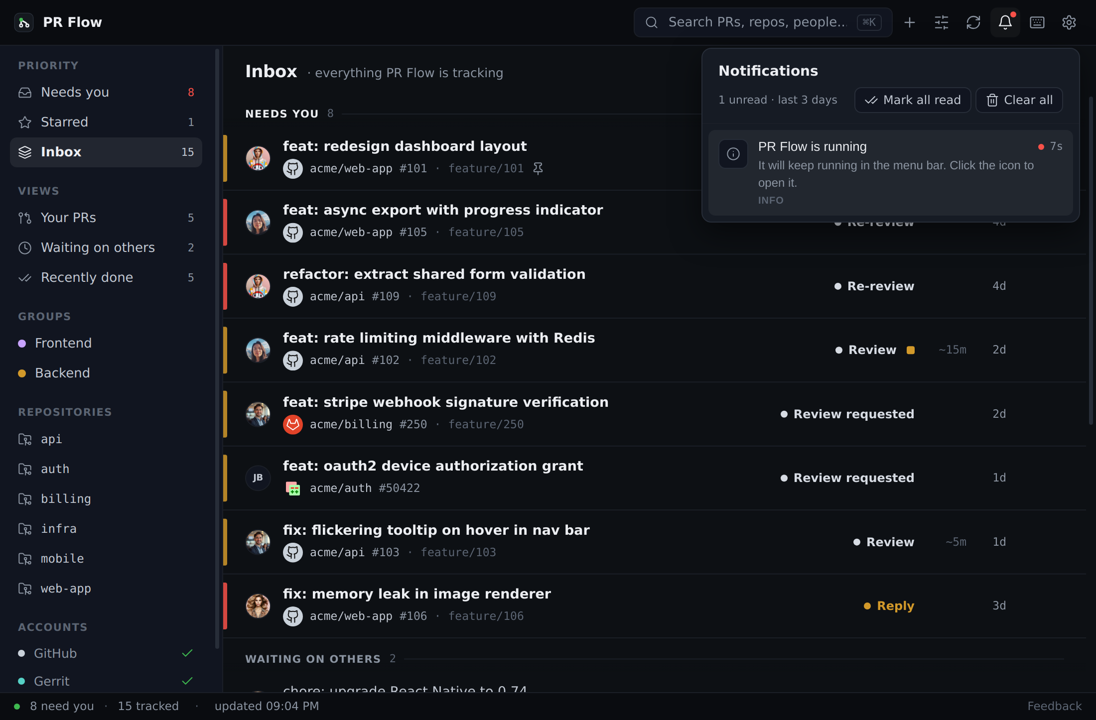Notifications Popover