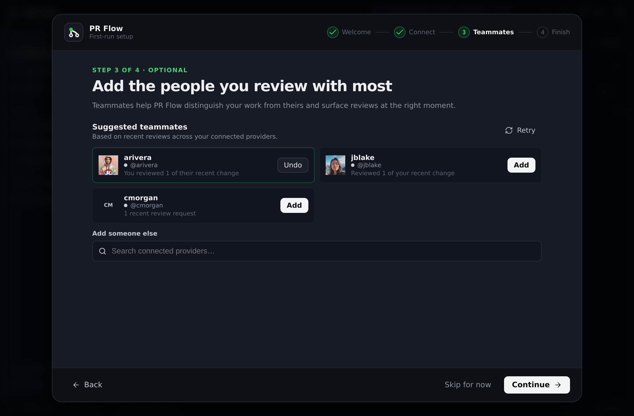 Automatic teammate discovery in step 3