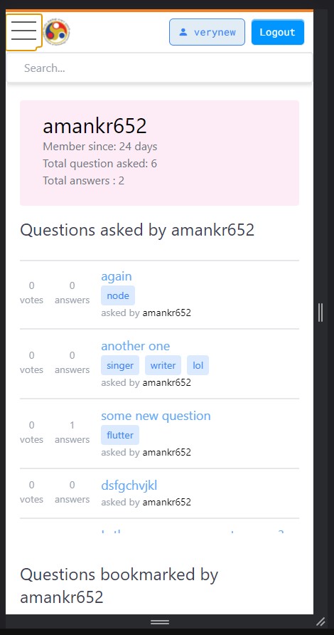 User Page - Mobile View