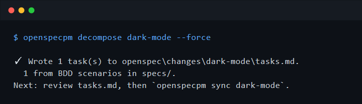 openspecpm decompose