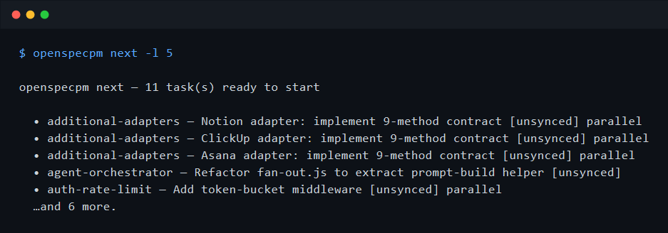 openspecpm next