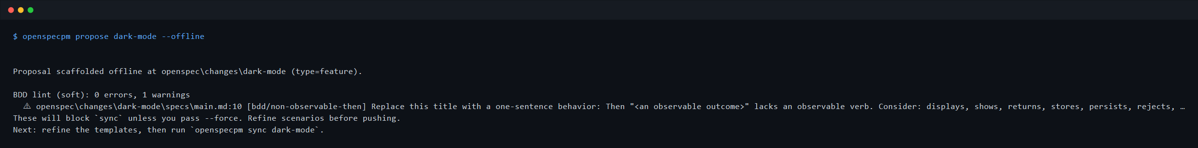 openspecpm propose