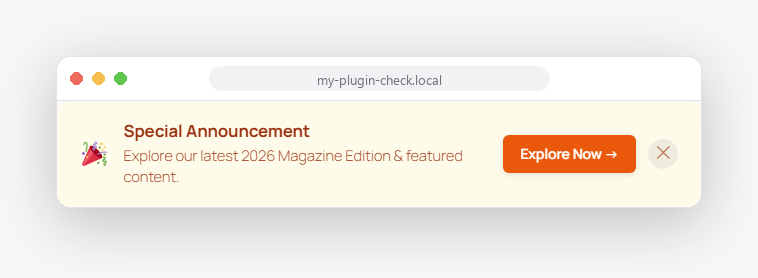 Notification Banner -- Warning preset