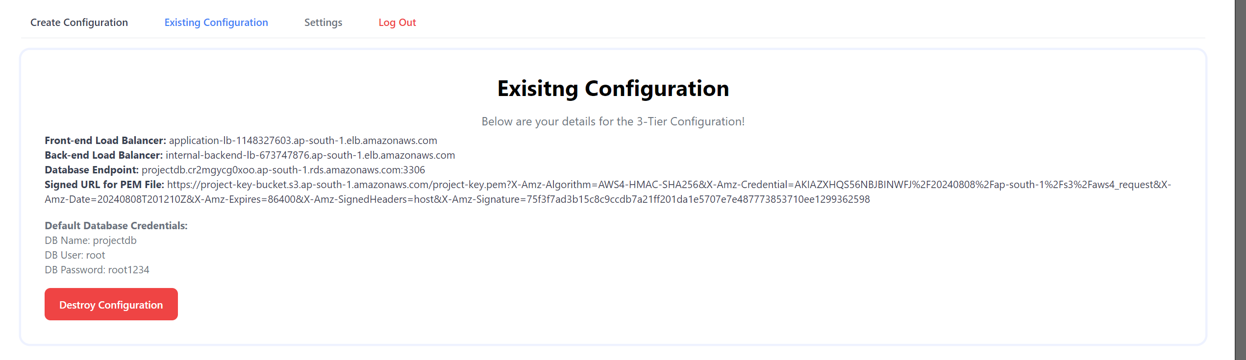 Frontend Endpoint Display