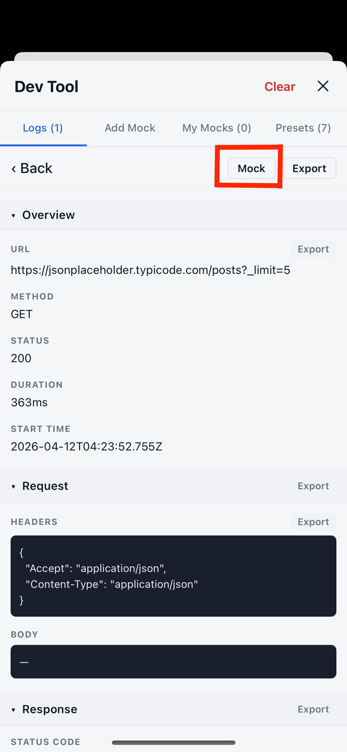 Mock from Existing API Demo 1