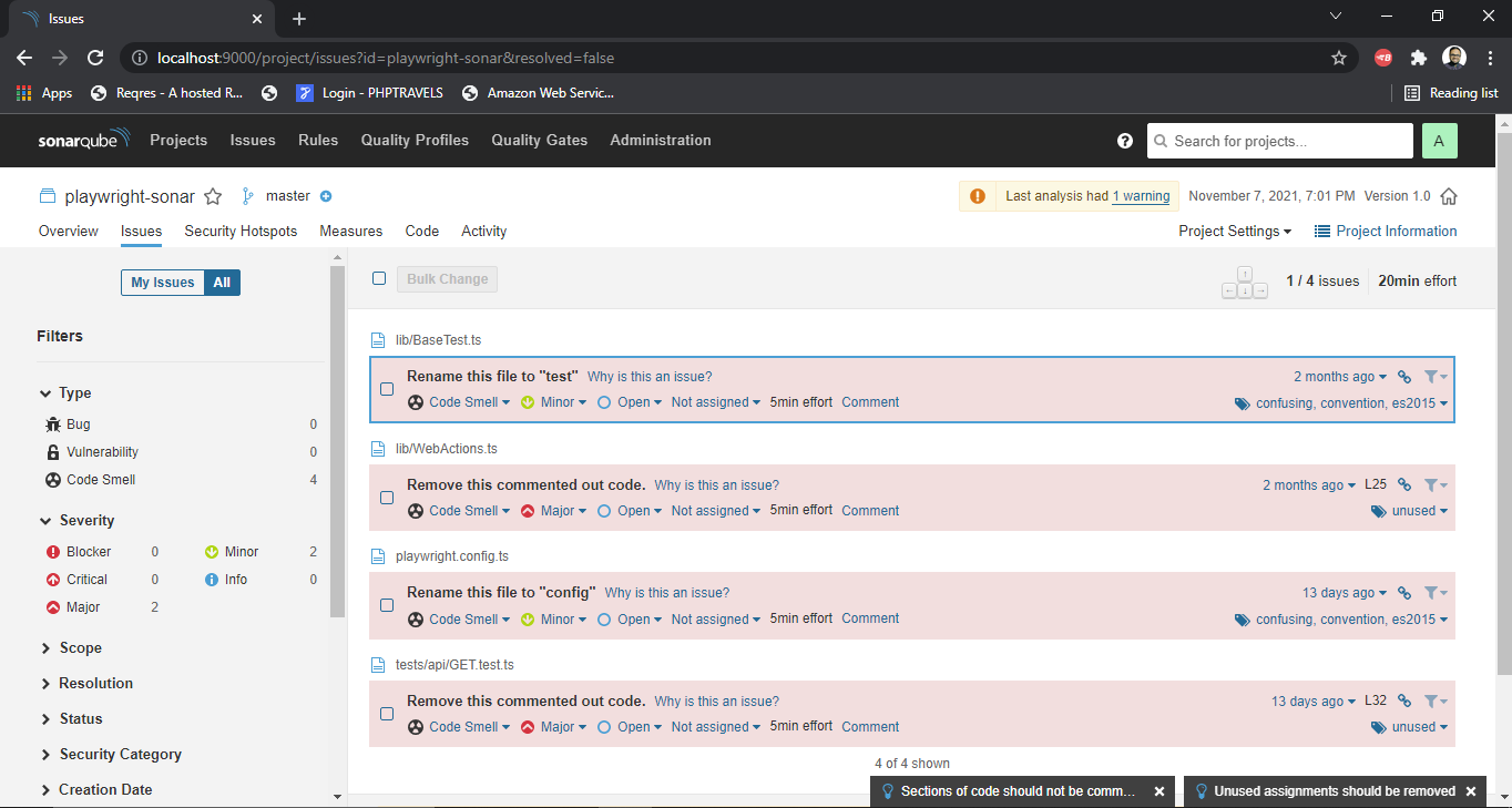 SonarQube Report Screenshot