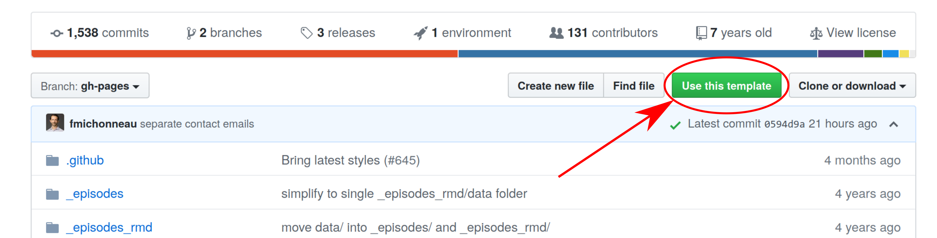 the 'use this template' button on GitHub