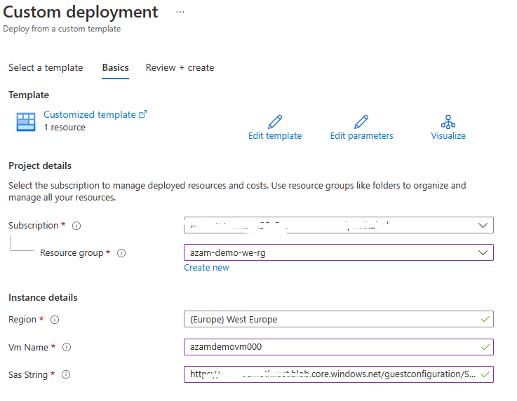 Template deployment