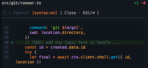 Git Panel diff panel with syntax highlighting and search